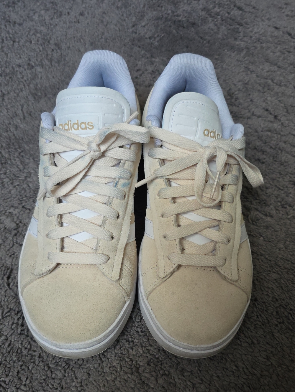 adidas Cream Suede Low-Top Sneakers with White Accents